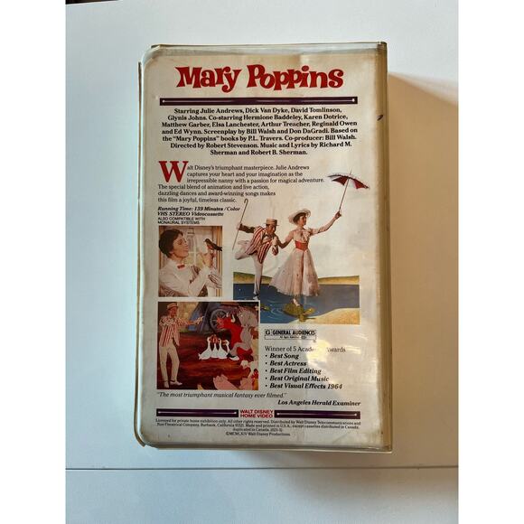 VINTAGE 1964 RARE Walt Disney Home Video Mary Poppins VHS Clamshell Case - Picture 2 of 4